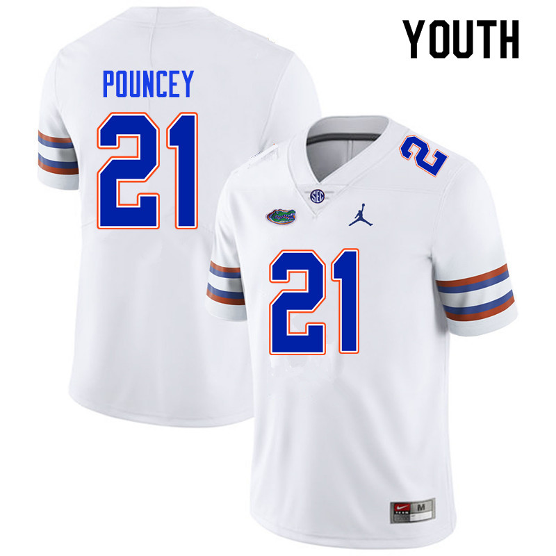 Youth #21 Ethan Pouncey Florida Gators College Football Jerseys Sale-White